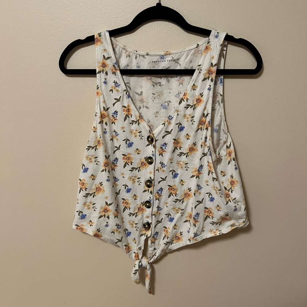 Floral print American Eagle crop tank top
